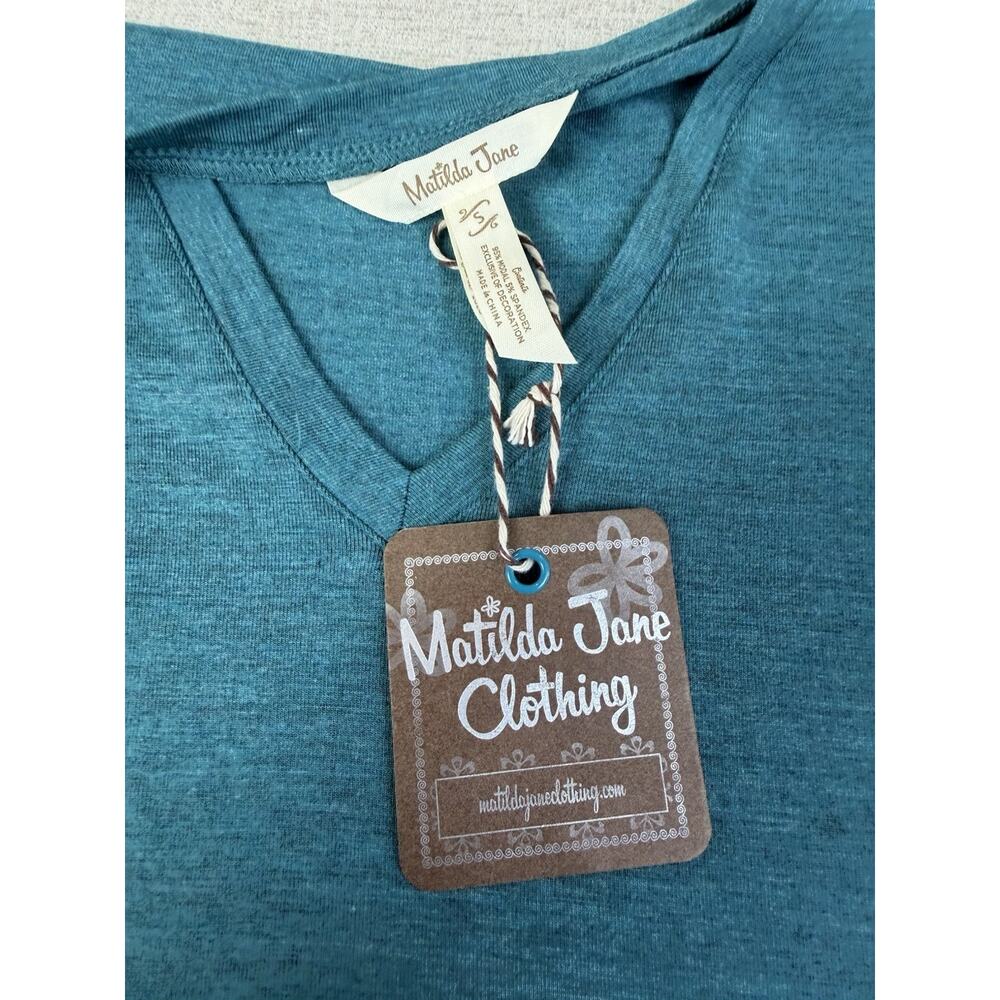 Matilda Jane Women’s S Teal Modal Tiered V-Neck Long Sleeve Dress NWT - Picture 6 of 10